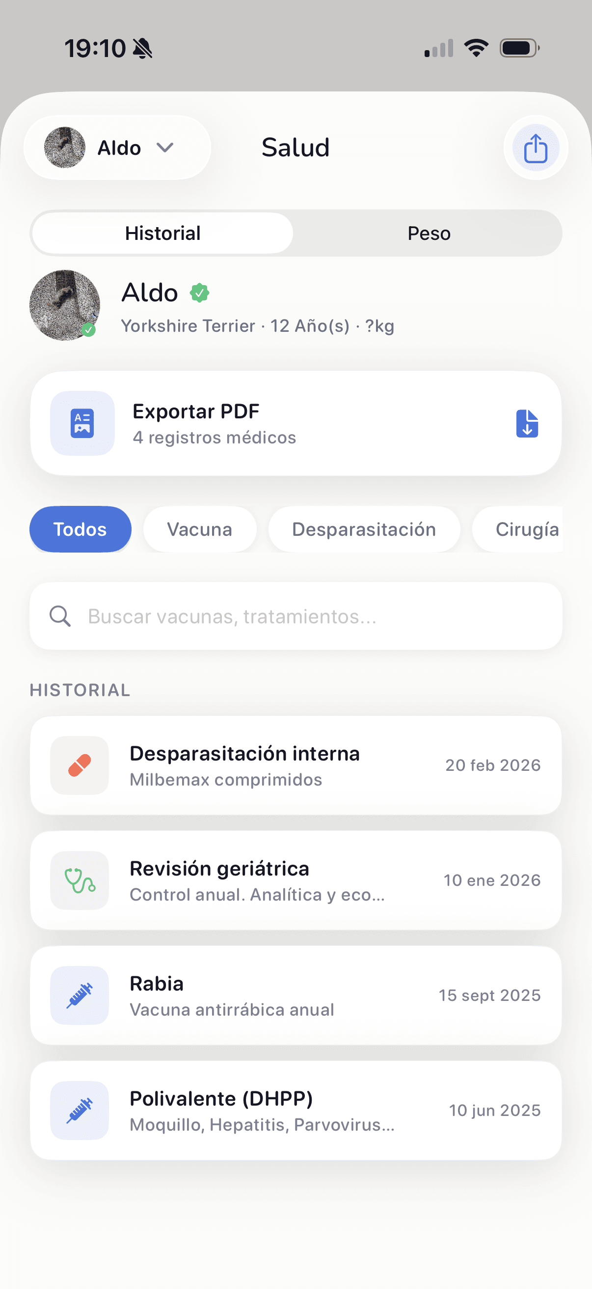 Registros de salud en la cartilla de Huella